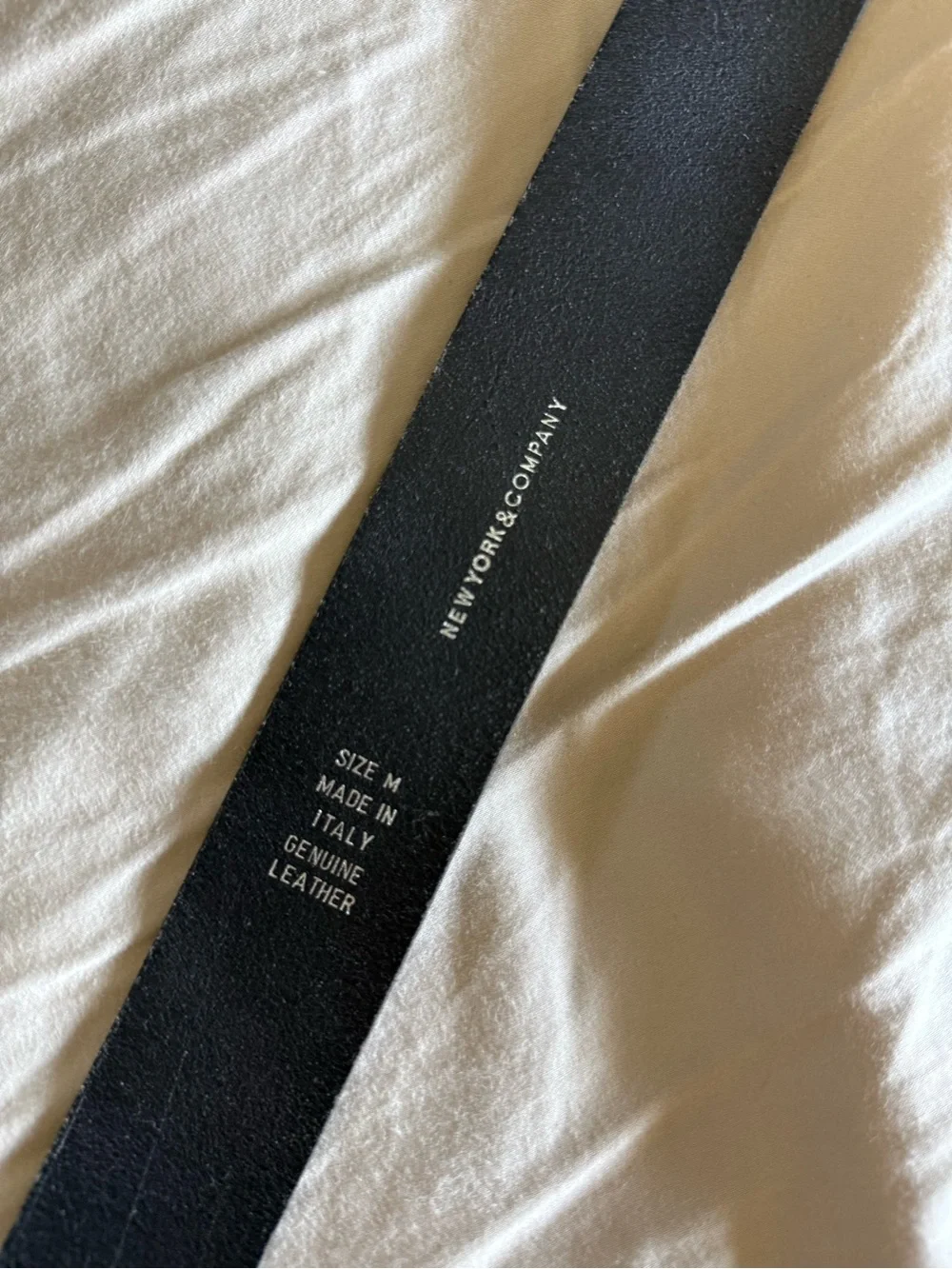 New York & Company Black Belt with Brushed Silver Crescent Buckle